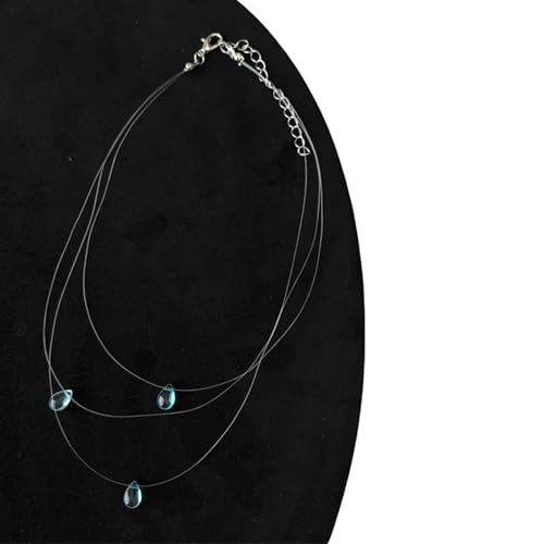 Zeiwohndc Leichte Schichtung Tränenhalskette Blau Kristall Anhänger Heckchain Alltag Stapelbare Schmuck Für Frauen Frauen Trendy Multi Layer Anhänger Halskette von Zeiwohndc