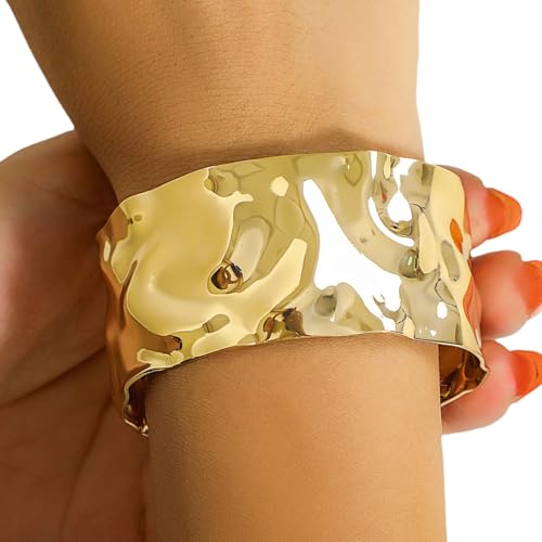 Zeiwohndc Metall Punk Armband Mit Geometrischer V Notch Und Hämmerung Oberflächen Strukturierter Metallarmarm Für Alternative Mode Vintage Inspirierte Punk Armreifen von Zeiwohndc