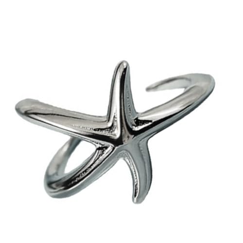 Zeiwohndc Mode Versilberte Seesterne Offene Ringe Dekoration Accessoire Für Strandpartys Und Tägliche Freizeitkleidung Verstellbarer Seesternschmuck von Zeiwohndc