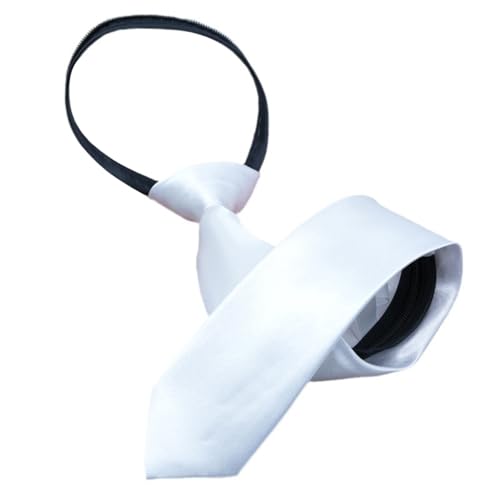 Zeiwohndc Modische Krawatte Mit Reißverschluss In Klassischer Volltonfarbe Für Hochzeitsfeiern Und Den Alltag. Vorgebundene Krawatte Aus Weißer Seide von Zeiwohndc