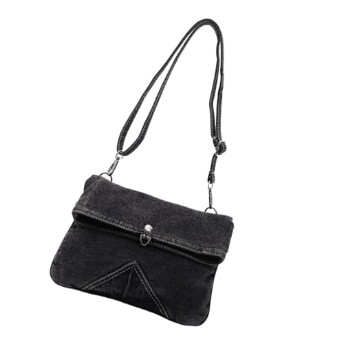 Zeiwohndc Retro Styled Jeans Shopper Tasche Tränenresistent Crossbody Taschen Geräumige Fächer Ideal Für Office Essentials Casual Unisex Jeans Umhängetasche von Zeiwohndc