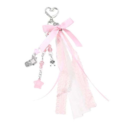 Zeiwohndc Schöner Tasche Charme Anhänger Keyring Bowknot Herz Geflochtenes Seilschlüsselkette Für Rucksackbetriebs Handtasche Dekoration Anhänger von Zeiwohndc