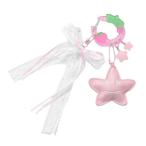Zeiwohndc Trendy Acrylbeutelzubehör Mit Abnehmbarer Erdbeer Stern Charme Anhänger Hollow Out Handwerkskunst Und Weicher Ribbon Acryl Charme Für Frauen von Zeiwohndc