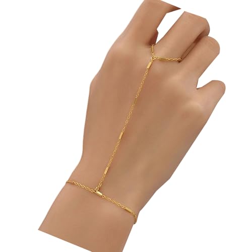 Zeiwohndc Trendy Echtes Goldplattiertes Zink Legierungs Handkettenarmband Mit Verstellbarem Länge Stilvolles Accessoire Für Alltägliche Verschleiß Minimalistischer Stapelbarer Armbänder Für Frauen von Zeiwohndc