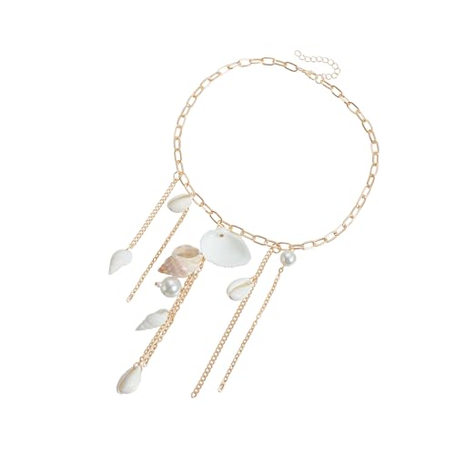 Zeiwohndc Verstellbare Muschelschalen Halskette Leichtes Strandschmuck Frauen Küsten Urlaubszubehör Elegante Schlüsselbeinkette von Zeiwohndc