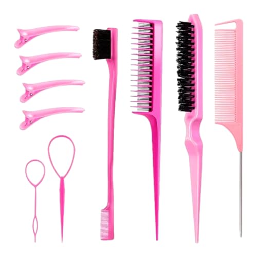 Haarbürsten-Set, Haarschwanz-Werkzeug, Teasing-Haarbürste, Kantenbürste mit Haarspangen für Damen und Mädchen, Haarstyling-Haarbürste, Haarstyling-Kamm-Set, Kantenbürste für Salongebrauch von Zeizafa