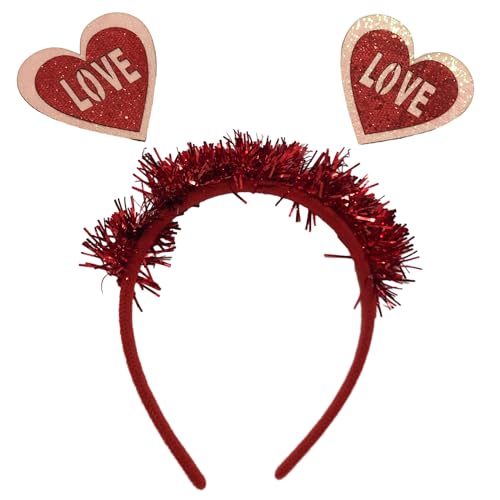 Herz-Stirnband für Damen und Mädchen, Haarband für Bankett, Haarreif, Glitzer, Lametta, Dekor, Haarband für Valentinstag, Lametta, Stirnband, Weihnachten, Lametta, Stirnband für Mädchen von Zeizafa