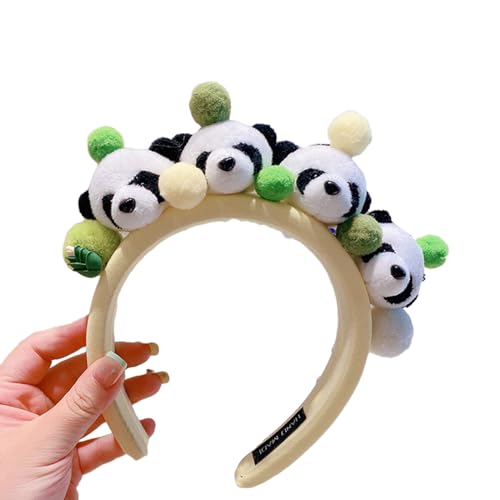 Zeizafa Adult Teens Cartoon Stuffed Panda Headband Woman Hair Hoop Makeup Taking Photos Christmas Party Headpiece Cosplay Headbands For Women Cosplay Headband Panda Halloween Cosplay Headband von Zeizafa