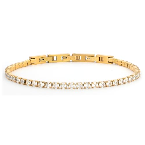 Zelara Italy Tennis-Armband Unisex mit Zirkonia – Edelstahl 316L – verstellbar 18 + 3 cm – eleganter Schmuck Geschenk, 18 cm + 3 cm estensione (totale 21 cm), Edelstahl, Zirkonia von Zelara Italy