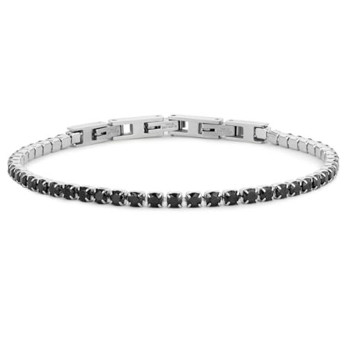 Zelara Italy Tennis-Armband Unisex mit Zirkonia – Edelstahl 316L – verstellbar 18 + 3 cm – eleganter Schmuck Geschenk, 18 cm + 3 cm estensione (totale 21 cm), Edelstahl, Zirkonia von Zelara Italy