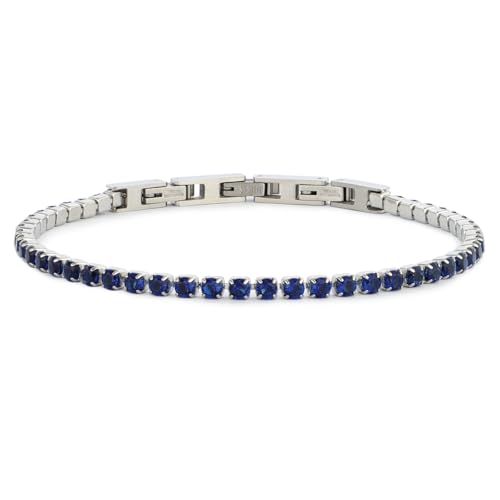Zelara Italy Tennis-Armband Unisex mit Zirkonia – Edelstahl 316L – verstellbar 18 + 3 cm – eleganter Schmuck Geschenk, 18 cm + 3 cm estensione (totale 21 cm), Edelstahl, Zirkonia von Zelara Italy