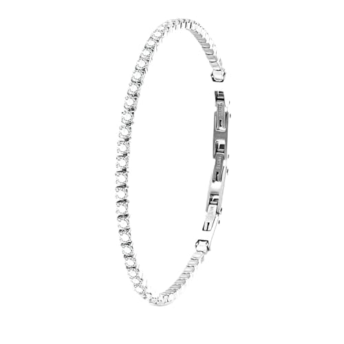 Zelara Italy Tennis-Armband Unisex mit Zirkonia – Edelstahl 316L – verstellbar 18 + 3 cm – eleganter Schmuck Geschenk, 18 cm + 3 cm estensione (totale 21 cm), Edelstahl, Zirkonia von Zelara Italy