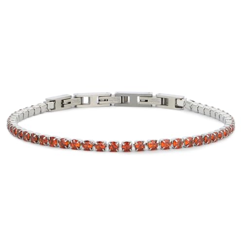Zelara Italy Tennis-Armband Unisex mit Zirkonia – Edelstahl 316L – verstellbar 18 + 3 cm – eleganter Schmuck Geschenk, 18 cm + 3 cm estensione (totale 21 cm), Edelstahl, Zirkonia von Zelara Italy
