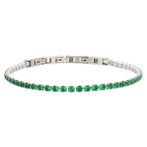 Zelara Italy Tennisarmband Unisex aus Edelstahl 316L mit glänzenden Zirkonia - verstellbar 18+3 cm - eleganter Schmuck für Damen und Herren, 18 cm + 3 cm estensione (totale 21 cm), Edelstahl, Zirkonia von Zelara Italy