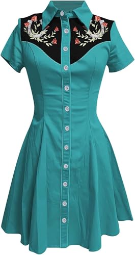 Damen Vintage Cocktailkleid A Linie Retro Abendkleid Elegant Party Midilang Rockabilly Kleider Damen Sommer Freizeitkleider (Style17,3XL) von Zelbuck