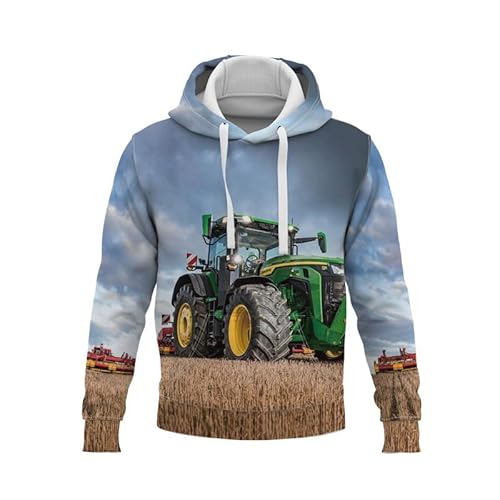 Zelbuck Hoodie Traktor Pullover Traktor Kinder Traktor Pullover Kinder Hoodie Trecker Pullover Für Kinder Traktor Bagger Kinder Hoodie Jungen Traktor Hoodie Für Jungen (A5,160) von Zelbuck