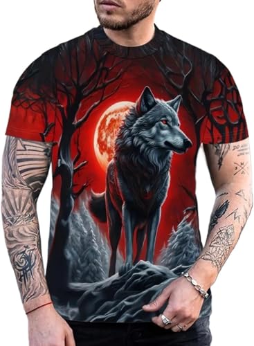 Unisex Wolf Tshirt T-Shirt Mit Wolf Motiv Wolf T-Shirt 3D T-Shirt Tops,T-Shirts & Hemden Für Herren Sommer Beiläufige Grafik Kurzen Ärmeln Tops S-6XL (Farbe 10#,L) von Zelbuck