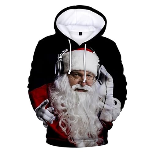 Weihnachtspullover Christmas Pullover Weihnachts Pullover Weihnachtshoodie Herren Weihnachten 3D Drucken Hoodie Herren Kapuzenpullover Lustige Weihnachtspullover Casual Hooded (A3,XL) von Zelbuck