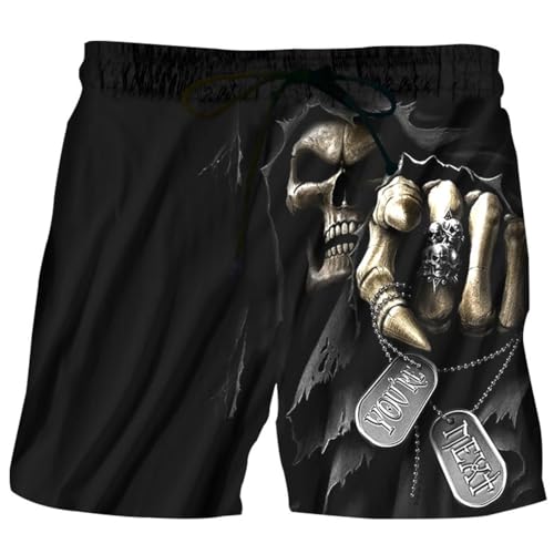 Zelbuck 3D Print Badeshorts Skull Badehose Herren Badehose Totenkopf Sommer Badeshorts Strand Surf Board Shorts Badehose Swim Shorts Totenkopf Skull (Styple 1#,3XL) von Zelbuck