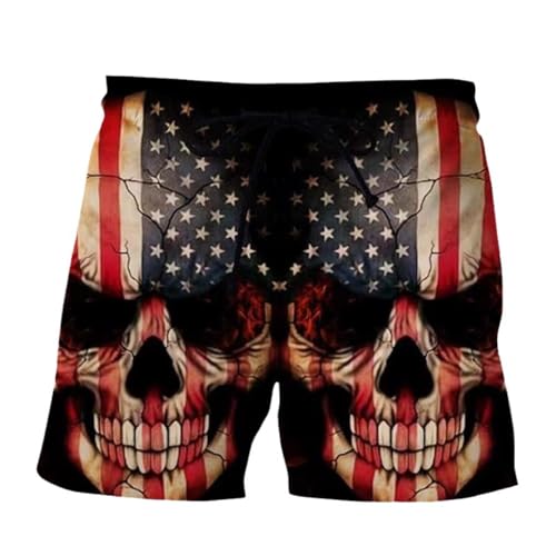 Zelbuck 3D Print Badeshorts Skull Badehose Herren Badehose Totenkopf Sommer Badeshorts Strand Surf Board Shorts Badehose Swim Shorts Totenkopf Skull (Styple 6#,4XL) von Zelbuck