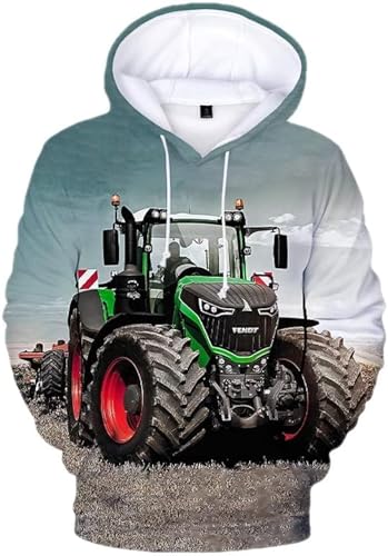 Zelbuck 3D Traktor Pullover Kinder Pullover Mit Traktor Hoodie Jungen Kapuzenpullover Langarm Shirt Kinder Sweatshirts Frühling Sommer Winter (A1,150) von Zelbuck