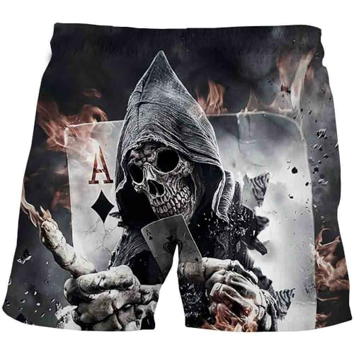 Zelbuck Badeshorts Skull Badehose Herren Mit Totenkopf Sommer Badeshorts 3D Print Grafik Strand Surf Board Shorts Skull Badehose Swim Totenkopf Shorts (Styple 3#,L) von Zelbuck