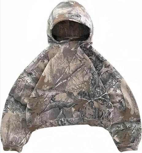 Zelbuck Damen Hoodie Y2K Hip Hop Grafik Kapuzenpullover Sweatshirt Mit Reißverschluss Langarm Camouflage Hoodie Übergroßer Pullover (DE/NL/SE/PL, Alphanumerisch, XL, Regular, Regular, Pullover) von Zelbuck