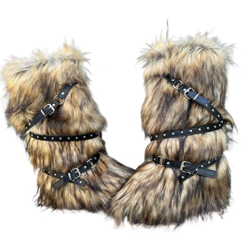 Zelbuck Damen Winter Stiefel, Y2k Women Boots, Langer Künstliche Fell Pelz Stiefel, Warm Gefüttert Bequem Outdoor Flache Sohle Schnee Stiefe (Farbe3,40) von Zelbuck