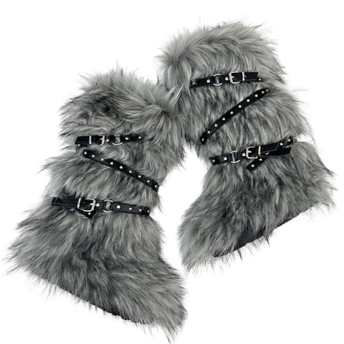 Zelbuck Damen Winter Stiefel, Y2k Women Boots, Langer Künstliche Fell Pelz Stiefel, Warm Gefüttert Bequem Outdoor Flache Sohle Schnee Stiefe (Farbe5,40) von Zelbuck
