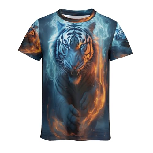 Zelbuck Herren 3D-Druck T-Shirt Tiger Wolf T-Shirt Männer Kurzarm Sommer Tops 3D Muster T-Shirt Männlich Mode Rundhals Shirts Neuheit Top (6XL,C3) von Zelbuck