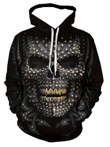 Zelbuck Herren Kapuzenpullover Hoodie 3D Totenkopf Druck Langarm Sweatshirt Mit Taschen Outdoor Sportbekleidung Für Herren Kapuzenpullover Für Männer (Totenkopf 7,3XL) von Zelbuck