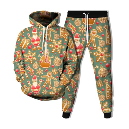 Zelbuck Weihnachts Jogginganzug Hoodie Weihnachten Herren Männer Trainingsanzug Weihnachtsanzüge Herren Sportanzug,Trainingsanzug Herren Jogginganzug Für Männer Sportanzug Freizeitanzug (A2,3XL) von Zelbuck