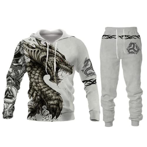 Zelbuck Jogginganzug Skull Jogginganzug Für Herren Totenkopf Pullover Hoodie Set Pullover 3d Druck Herren Trainingsanzug Jogginganzug Sportanzug Männer Jogging Anzug Jogging 3d Sweatshirt Hose (A3,L) von Zelbuck
