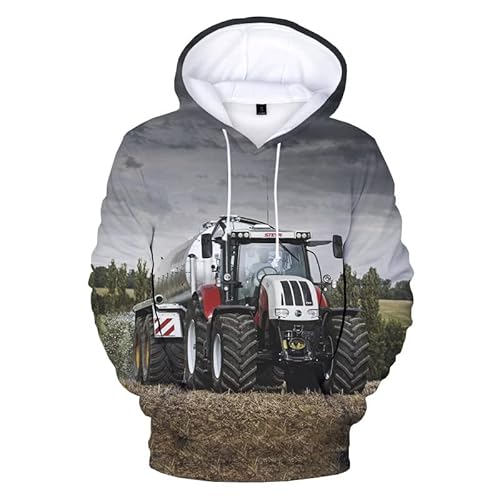 Zelbuck Traktor Hoodie für Kinder - Pullover mit Bagger Motiv für Jungen (A3,150) von Zelbuck