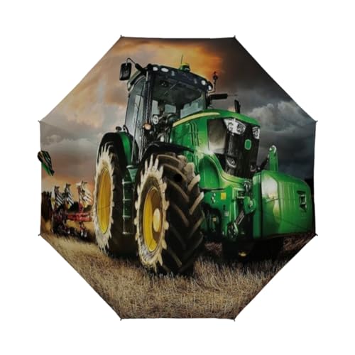 Zelbuck Regenschirm Mit Tractor, Kompakt, Öffnen Und Schließen, Automatischer Reiseschirm Kompakt Faltschirm Winddicht Ultraleicht Regenschirm Für Damen Und Herren (L,Styple 1#) von Zelbuck