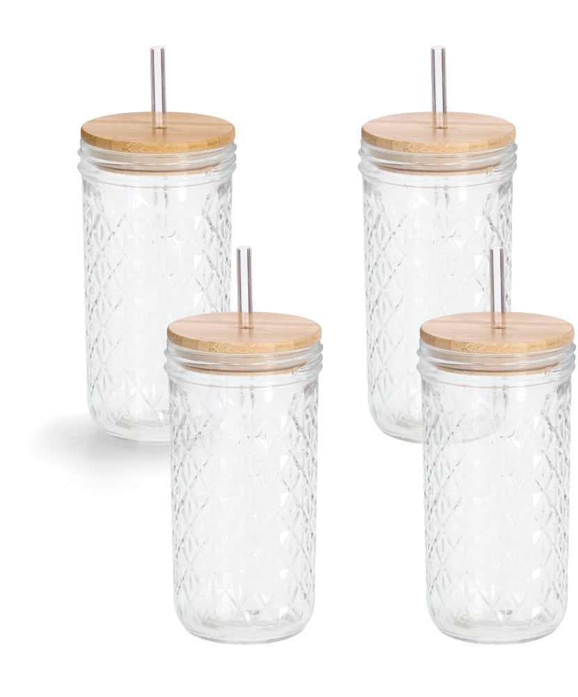 Zeller Present Gläser-Set inkl. Trinkhalm, 580 ml, 4-teilig von Zeller Present