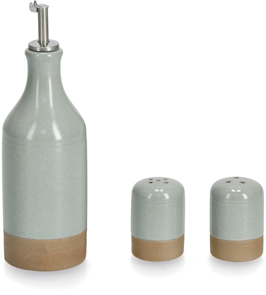 Zeller Present Salz- / Pfefferstreuer Steingut / Edelstahl, Essig-/Ölspender, Gewürzstreuer (2tlg.) von Zeller Present