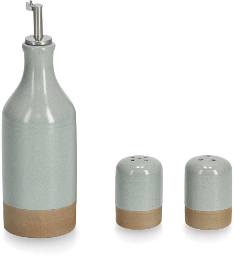 Zeller Present Salz- / Pfefferstreuer Steingut / Edelstahl, Essig-/Ölspender, Gewürzstreuer (2tlg.) von Zeller Present