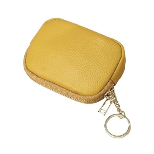 Einteilige, elegante Geldbörse aus echtem Leder, mit Reißverschluss, klassisch, klein, mit Schlüsselanhänger, leicht, tragbar, für Damen, Münzgeldbörse, Geschenke, gelb Einteilige, elegante Geldbörse aus echtem Leder, mit Reißverschluss, klassisch, klein, mit Schlüsselanhänger, leicht, tragbar, für Damen, Münzgeldbörse, Geschenke, gelb von ZelongChen