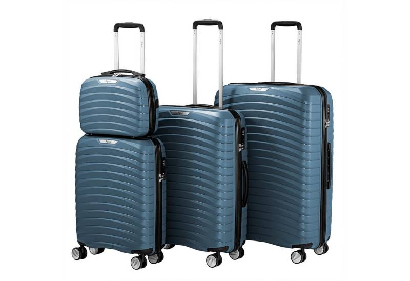 Zelsius Kofferset 4 Stück, Blau, Hartschalenkoffer mit TSA Zahlenschloss und Trennwand, 4 Rollen, (Set, 4 teiliges Kofferset) von Zelsius