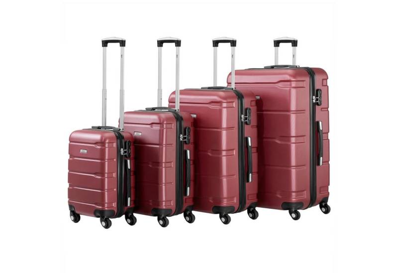Zelsius Kofferset 4 Stück, Rot, ABS Hartschalenkoffer mit Zahlenschloss, 4 Rollen, (Set, 4 teiliges Kofferset) von Zelsius