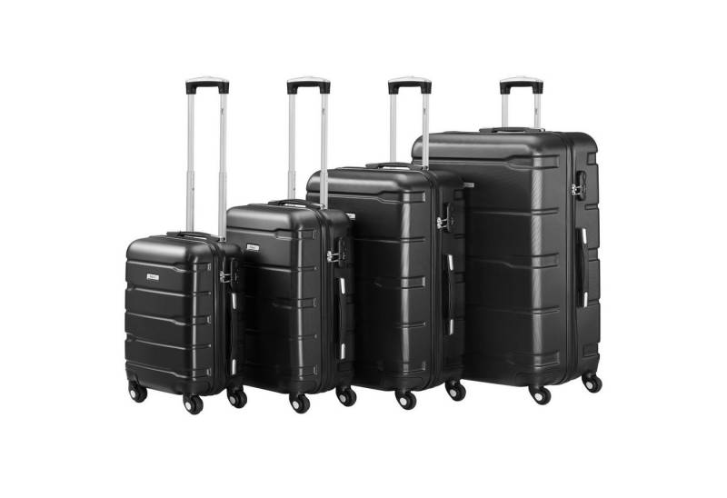 Zelsius Kofferset 4 Stück, Schwarz, ABS Hartschalenkoffer mit Zahlenschloss, 4 Rollen, (Set, 4 teiliges Kofferset) von Zelsius