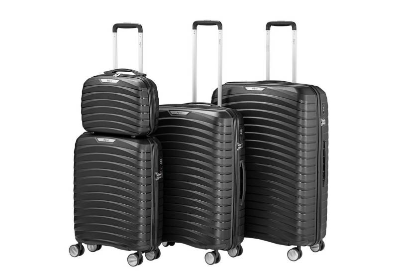 Zelsius Kofferset 4 Stück, Schwarz, Hartschalenkoffer mit TSA Zahlenschloss, Trennwand, 4 Rollen, (Set, 1 tlg., 4 teiliges Kofferset), 3-Ziffern-TSA-Kombinationsschloss von Zelsius