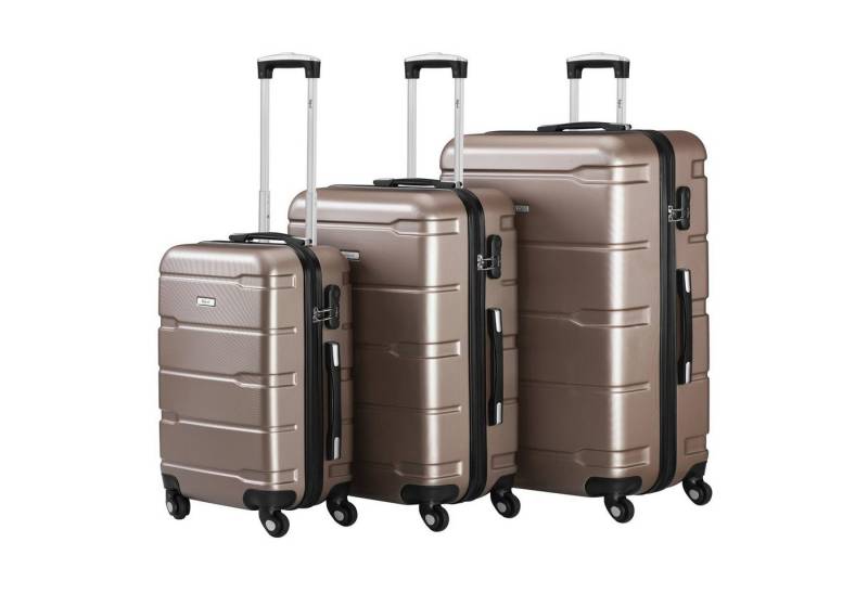 Zelsius Kofferset Koffer Set 3 Stk, Champagner, ABS Hartschalenkoffer mit Zahlenschloss, 4 Rollen, (Set, 3 teiliges Kofferset) von Zelsius