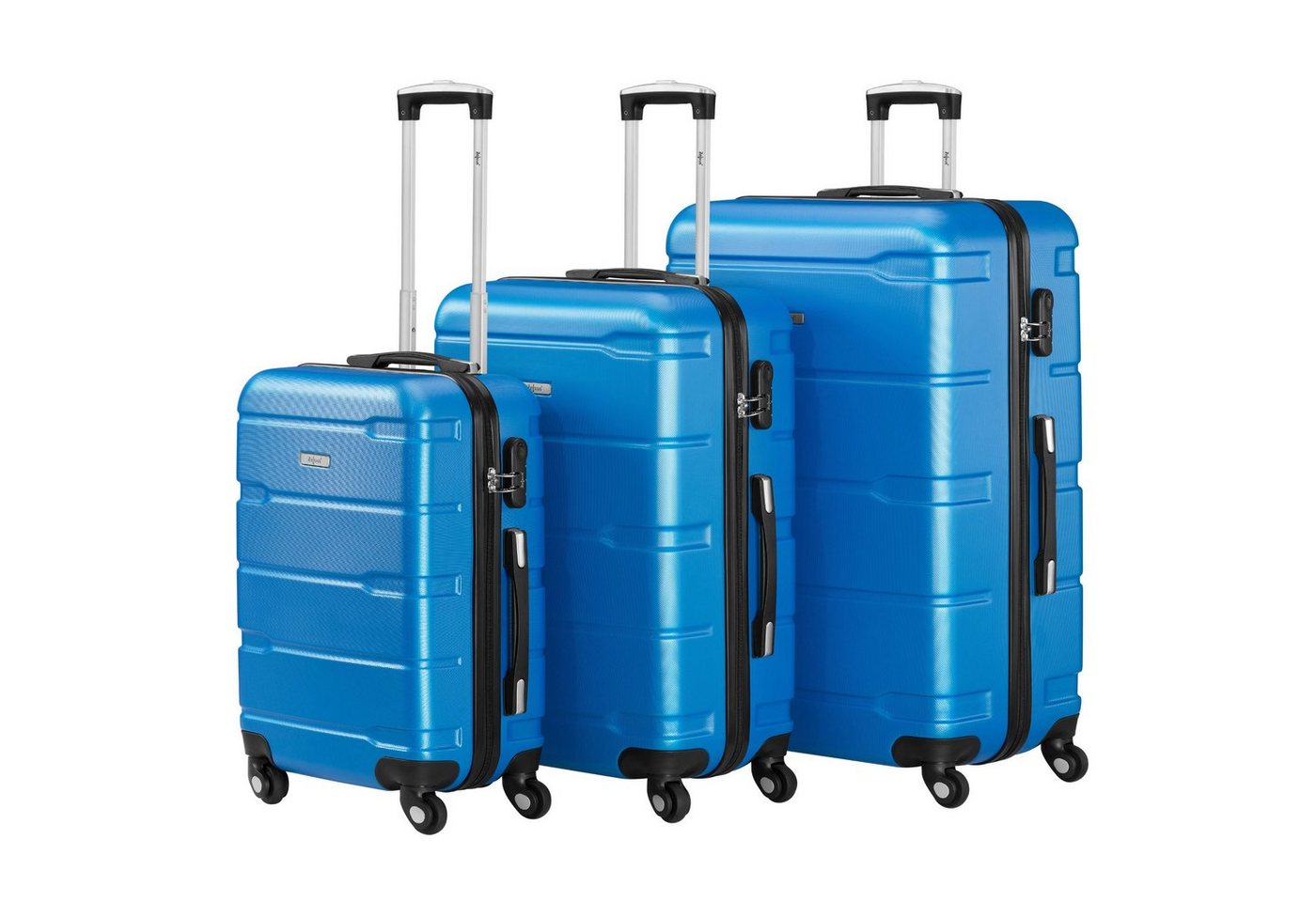 Zelsius Kofferset Koffer Set 3 Stück, Blau, ABS Hartschalenkoffer mit Zahlenschloss, 4 Rollen, (Set, 3 teiliges Kofferset) von Zelsius