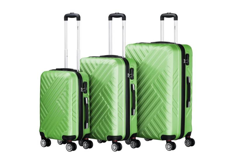 Zelsius Kofferset Koffer Set 3 Stück, Grün, ABS Hartschalenkoffer mit Zahlenschloss, 4 Rollen, (3 tlg), Ineinander stapelbar von Zelsius