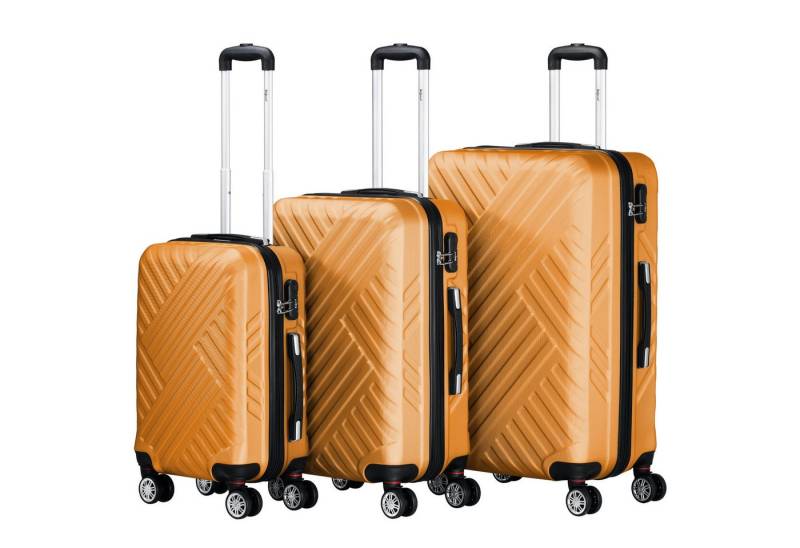 Zelsius Kofferset Koffer Set 3 Stück, Orange, ABS Hartschalenkoffer mit Zahlenschloss, 4 Rollen, (3 tlg), Ineinander stapelbar von Zelsius