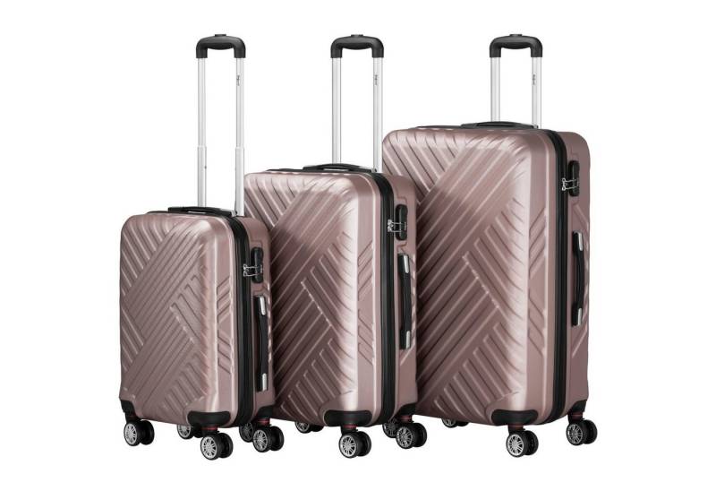 Zelsius Kofferset Koffer Set 3 Stück, Rosé, ABS Hartschalenkoffer mit Schloss, 4 Rollen, (Set, Kofferset) von Zelsius