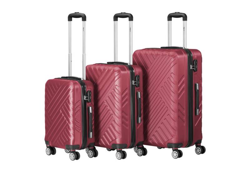Zelsius Kofferset Koffer Set 3 Stück, Rot, ABS Hartschalenkoffer mit Zahlenschloss, 4 Rollen, (3 tlg), mit viel Stauraum von Zelsius