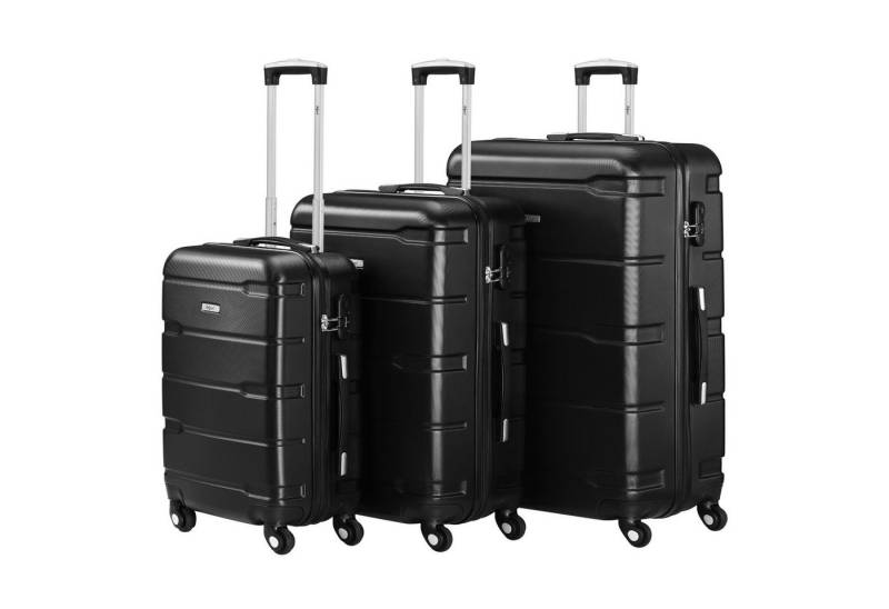 Zelsius Kofferset Koffer Set 3 Stück, Schwarz, ABS Hartschalenkoffer mit Zahlenschloss, 4 Rollen, (Set, 3 teiliges Kofferset) von Zelsius